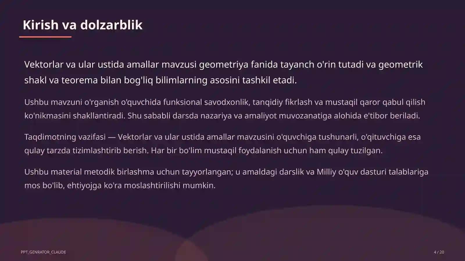 Vektorlar va ular ustida amallar (9-sinf) 4