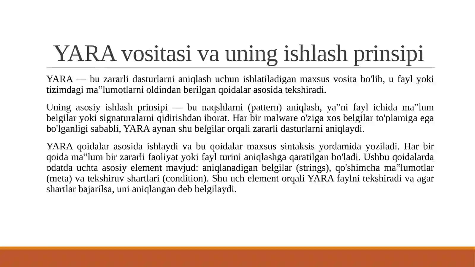 YARA QOIDALARINI YARATISH, OPTIMALLASHTIRISH VA REAL VAQTDA SINOVDAN O‘TKAZISH. 4