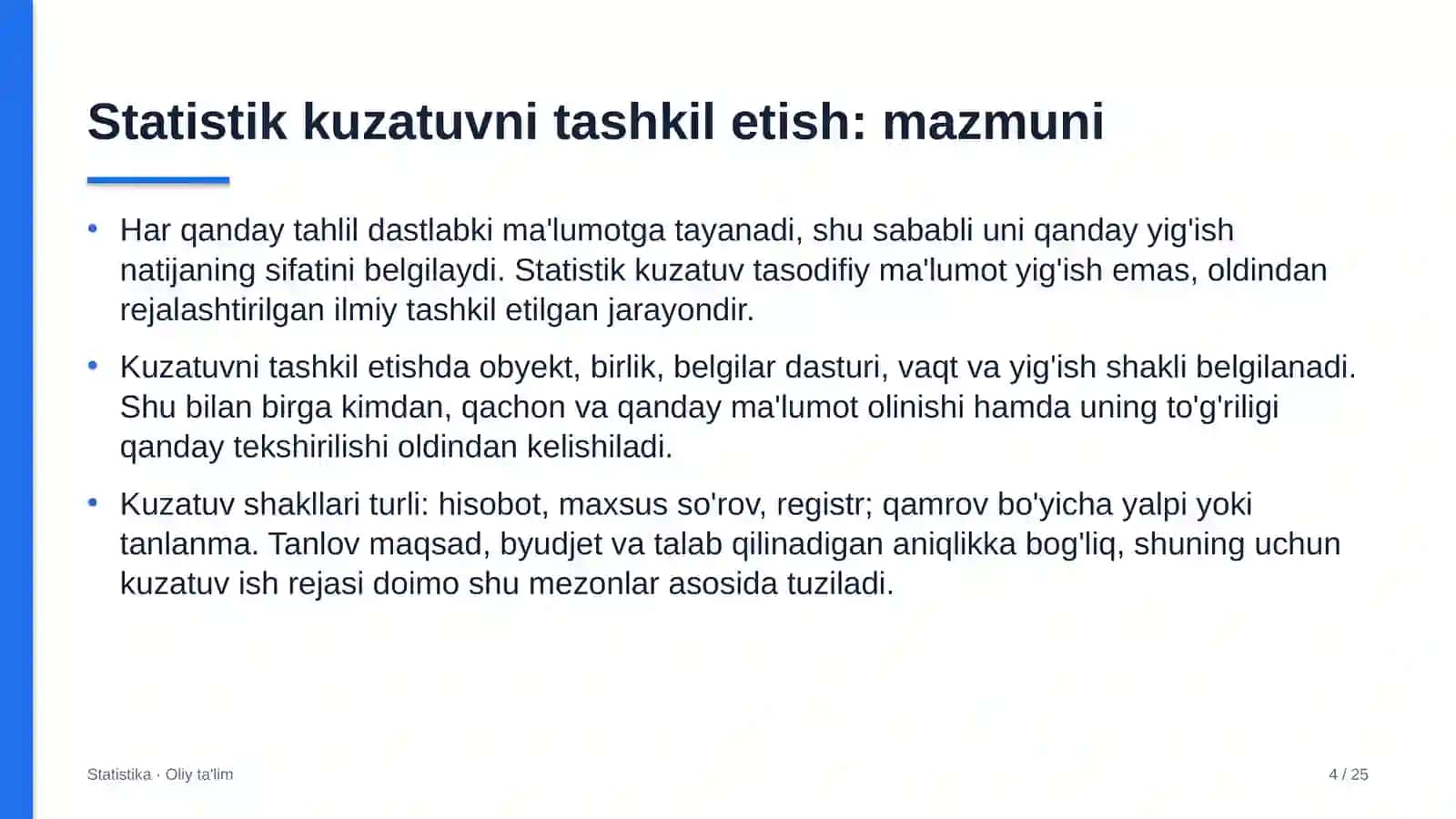 Dasturiy ta'minot ishlab chiqish kompaniyalarida statistik kuzatuvni tashkil etish 4