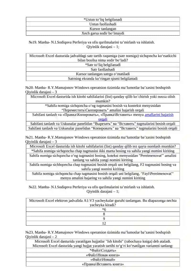 2026-yil Informatikadan atestatsiga tayyorgarlik ko'rish uchun 150 talik test javobi bilaan 4