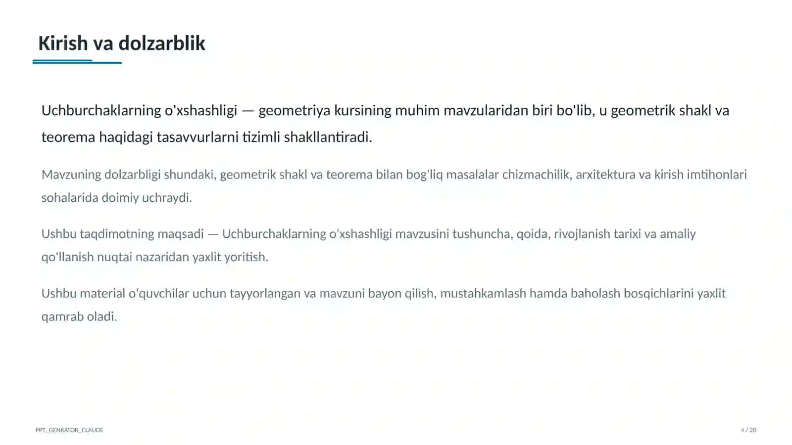 uchburchaklarning oxshashligi 8 sinf 422 4