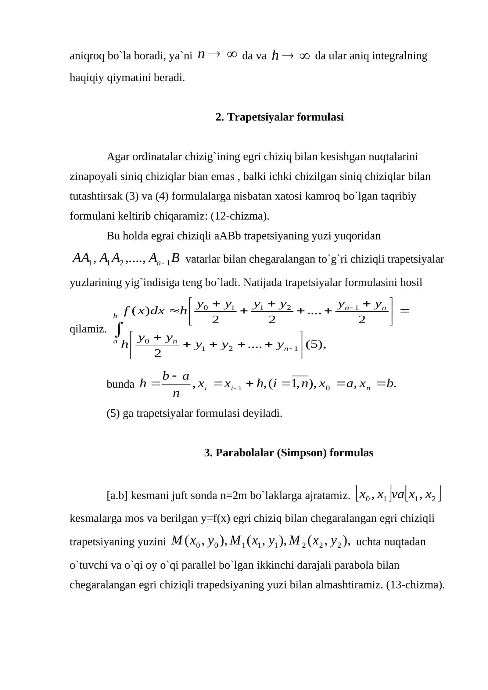 Aniq integralni taqribiy hisoblash 4