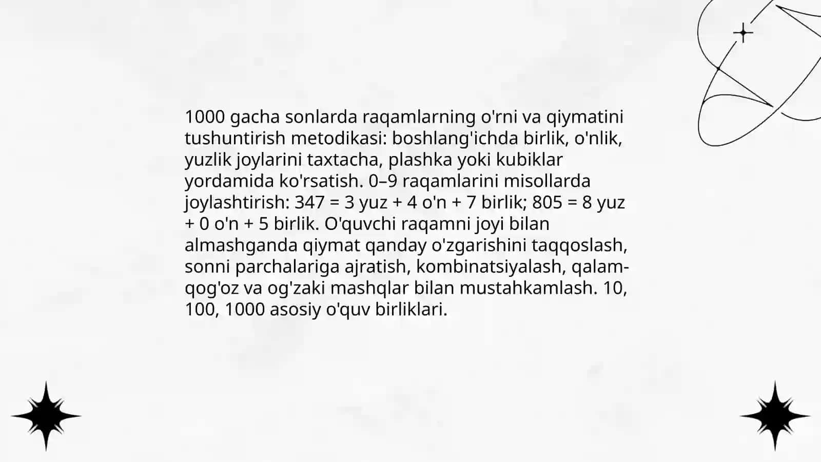 1000 sonlar ichida nomanfiy butun sonlar ustida arifmetik amallarni orgatish metodikasi 4