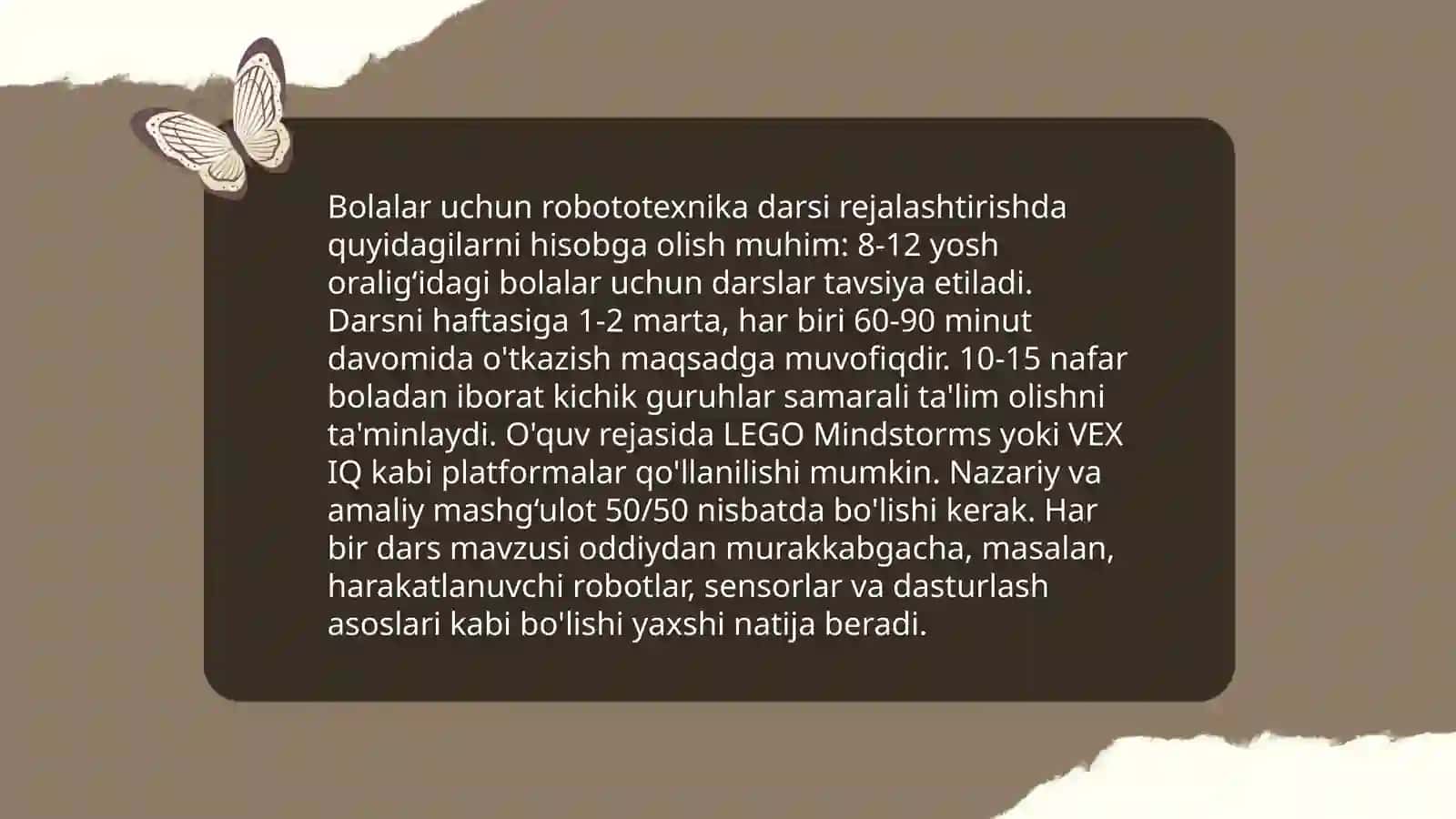 Maktabgacha yoshdagi bolalarni Roboto texnikaga o'rgatish 4