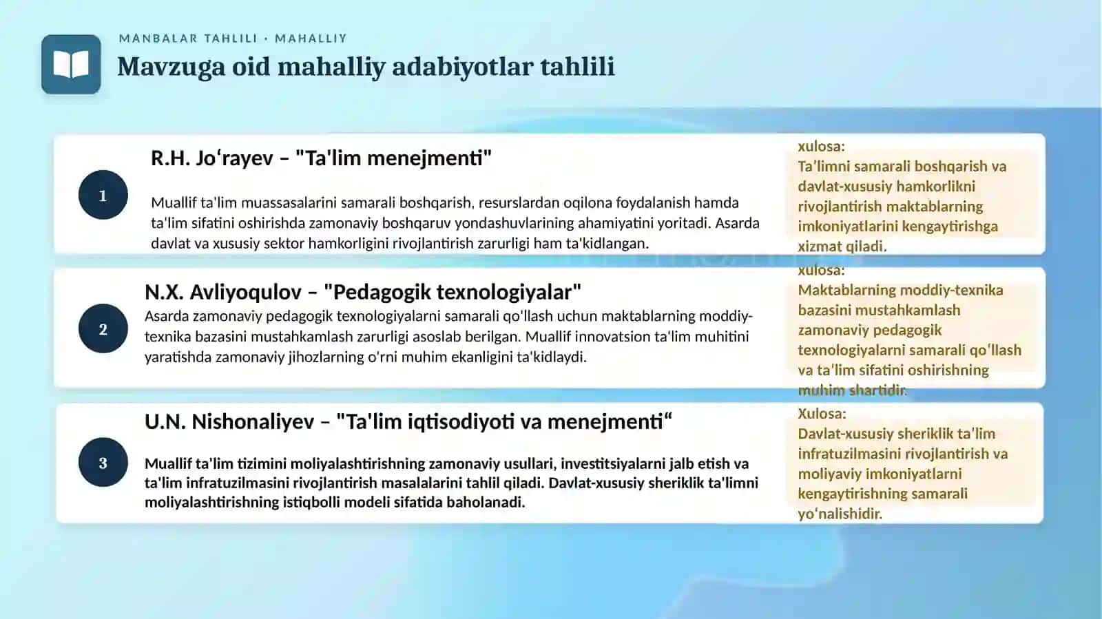 Menejerlik o'quv kursi tinglovchisining amaliy topshirig'i 4