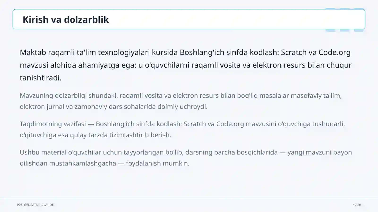 Boshlang'ich sinfda kodlash: Scratch va Code.org 4