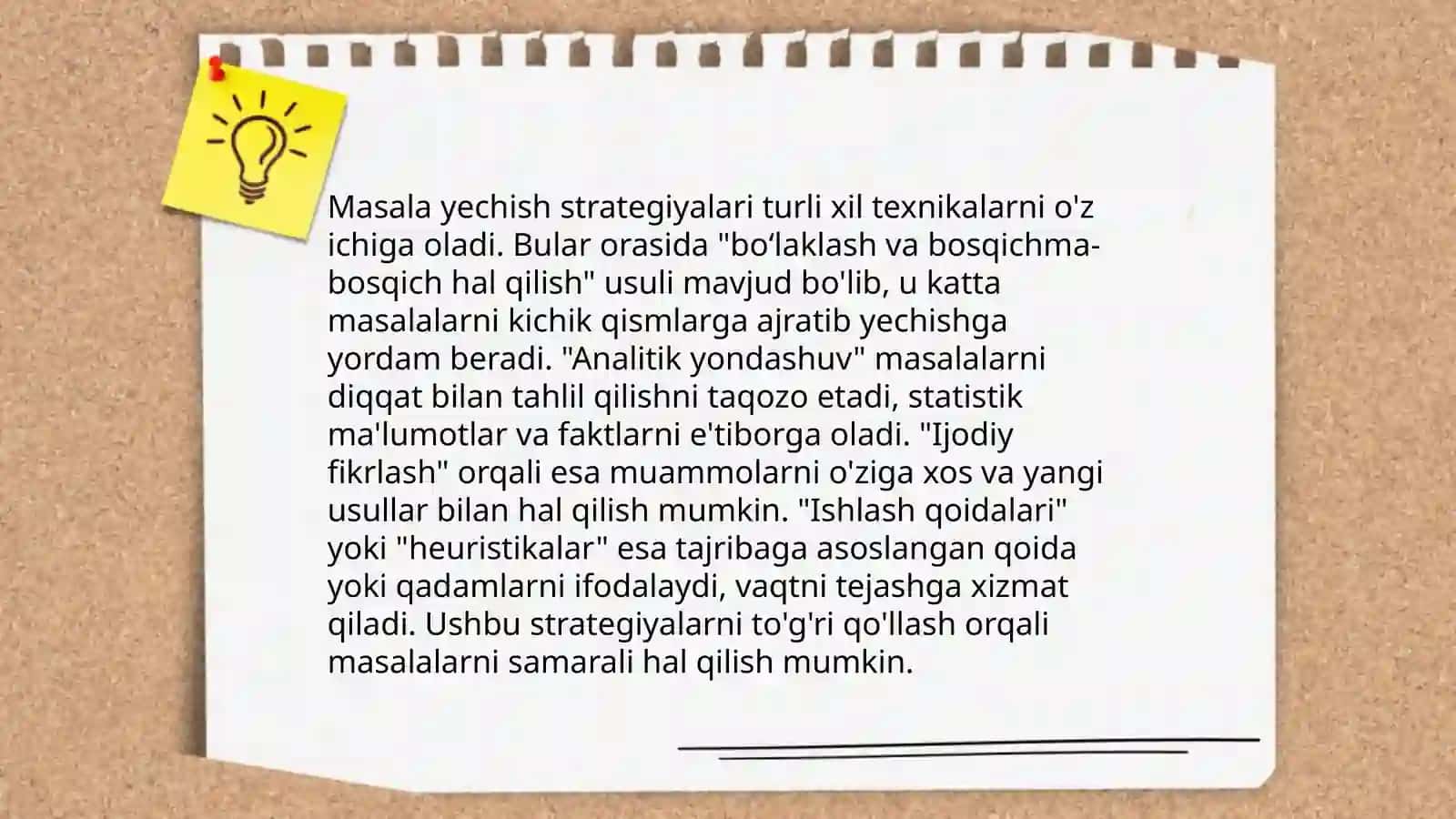 Masala yechishga o'rgatishning umumiy usullari ustida ishlash 4