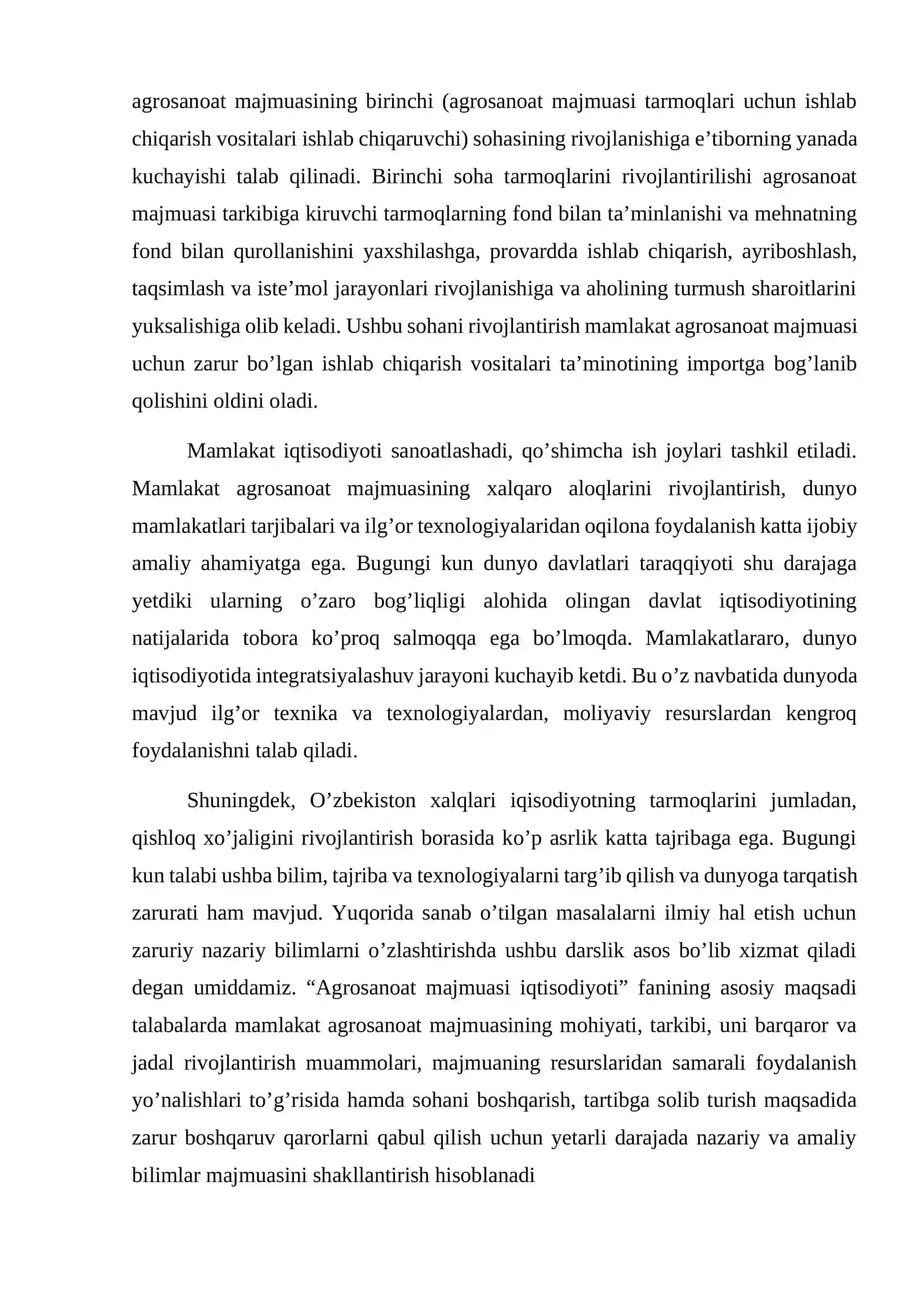 Agrosanoat majmuasida investitsiyalar va ulardan samarali foydalanish 4