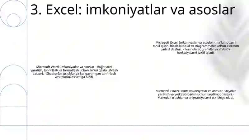 Microsoft Word, Microsoft Excel, Microsoft Powerpoint Dasturlari 4