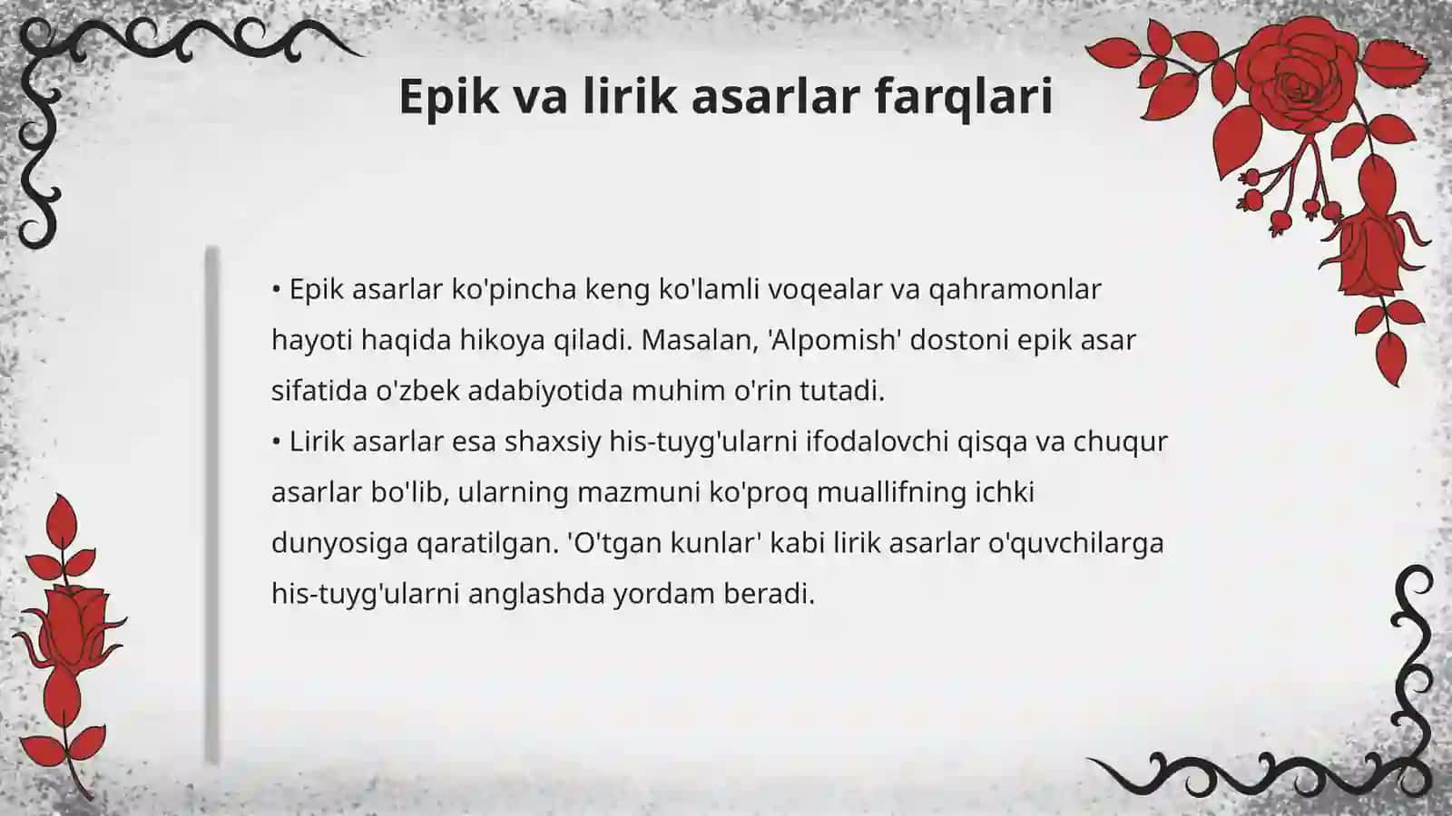 3-sinf oʻqish savodxonligi fanidan Mavzu:3-qism darslarida badiiy asar tahlili epik lirik xalq ogʻzaki ijodi namunalari ilmiy ommabop asarlari matnini oʻrganish buyicha topshiriqlarni bajarish 4