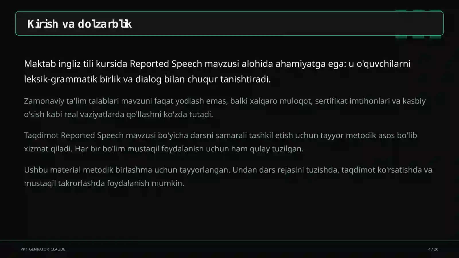 Reported Speech (9-sinf) 4