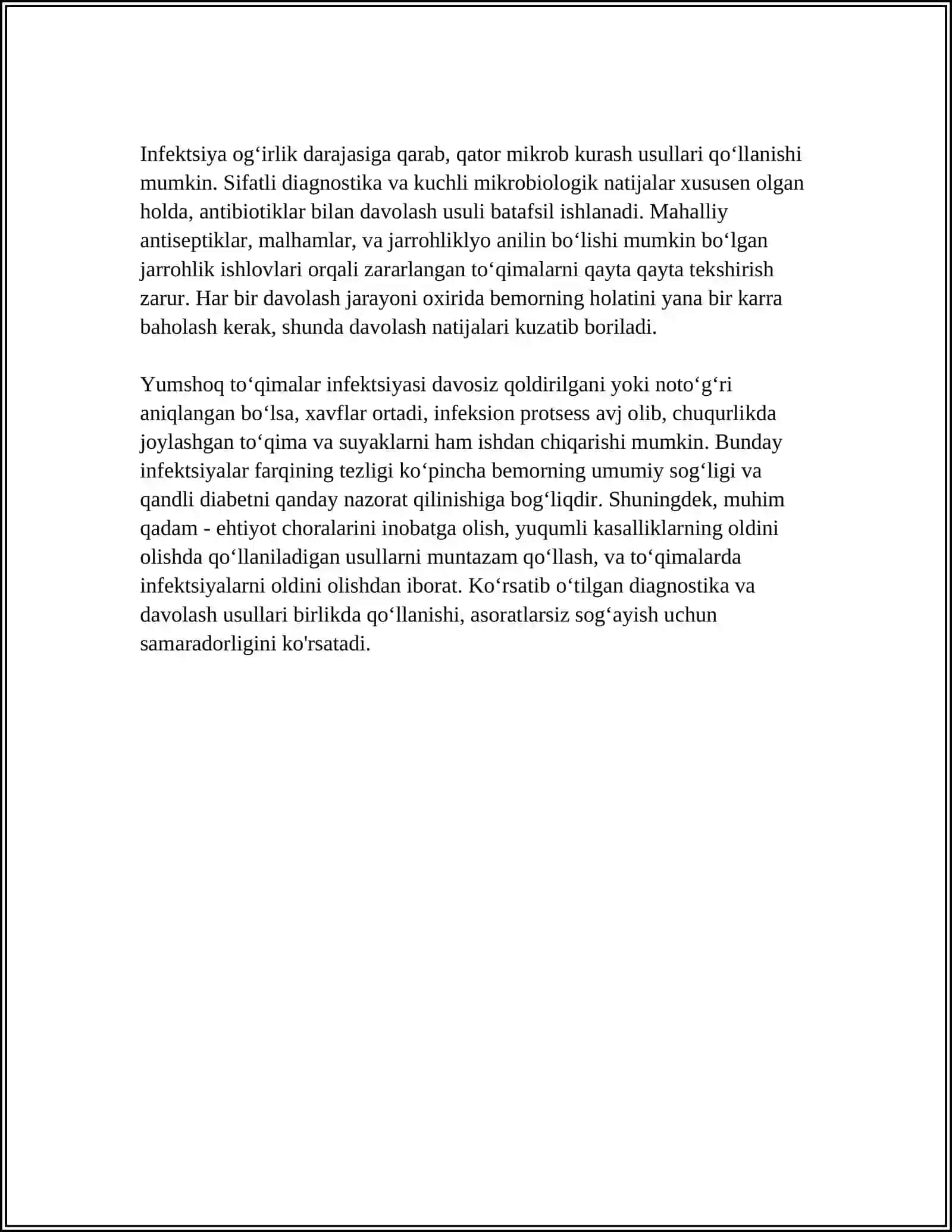 QANDLI DIABETLI BEMORLARDA YUMSHOQ TO‘QIMALAR XIRURGIK INFEKSIYASINI DAVOLASH USULLARI 4