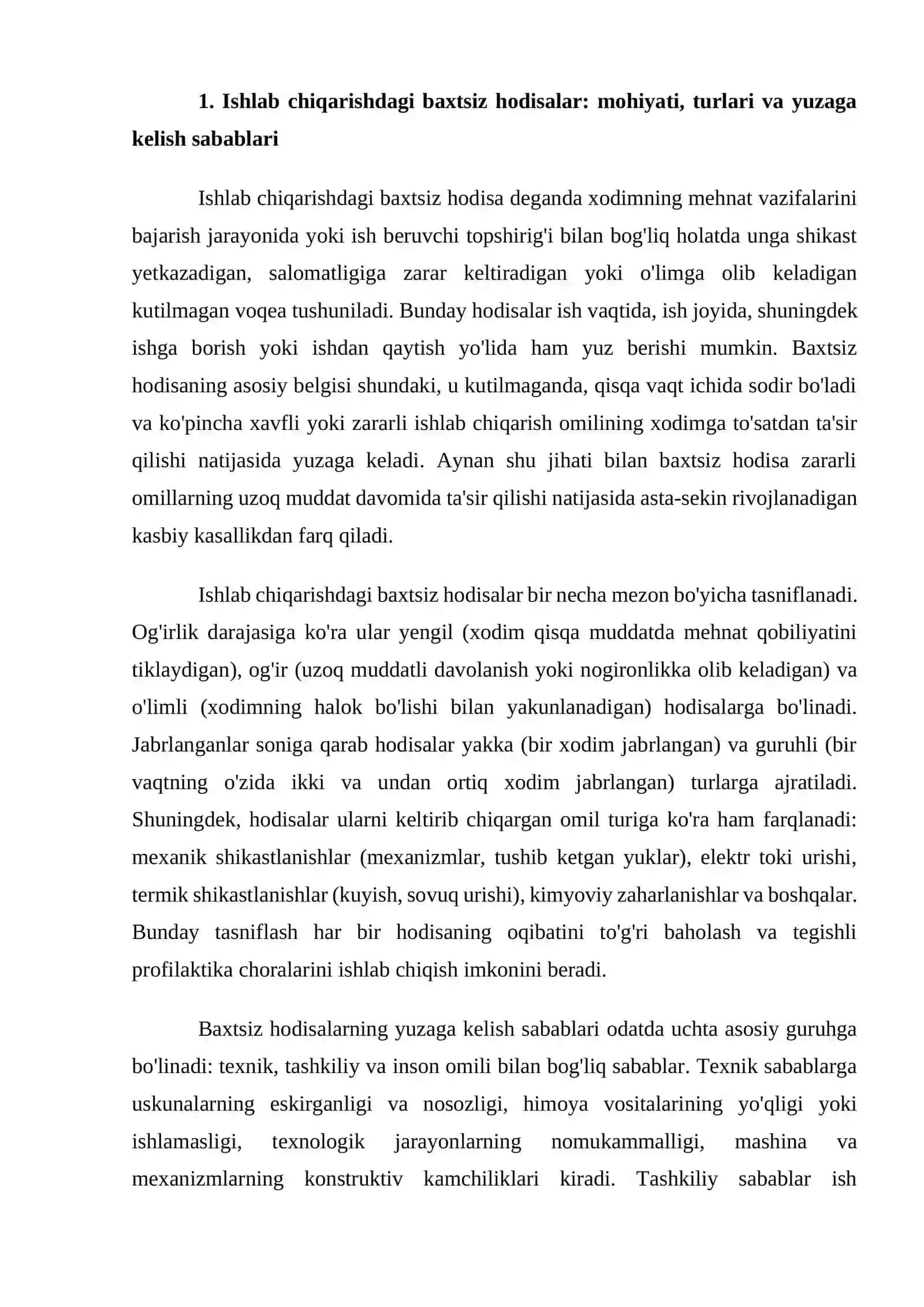 Ishlab chiqarishdagi baxtsiz hodisalar oqibatida yuzaga keladigan iqtisodiy yo‘qotishlarni tahlil qilish 4