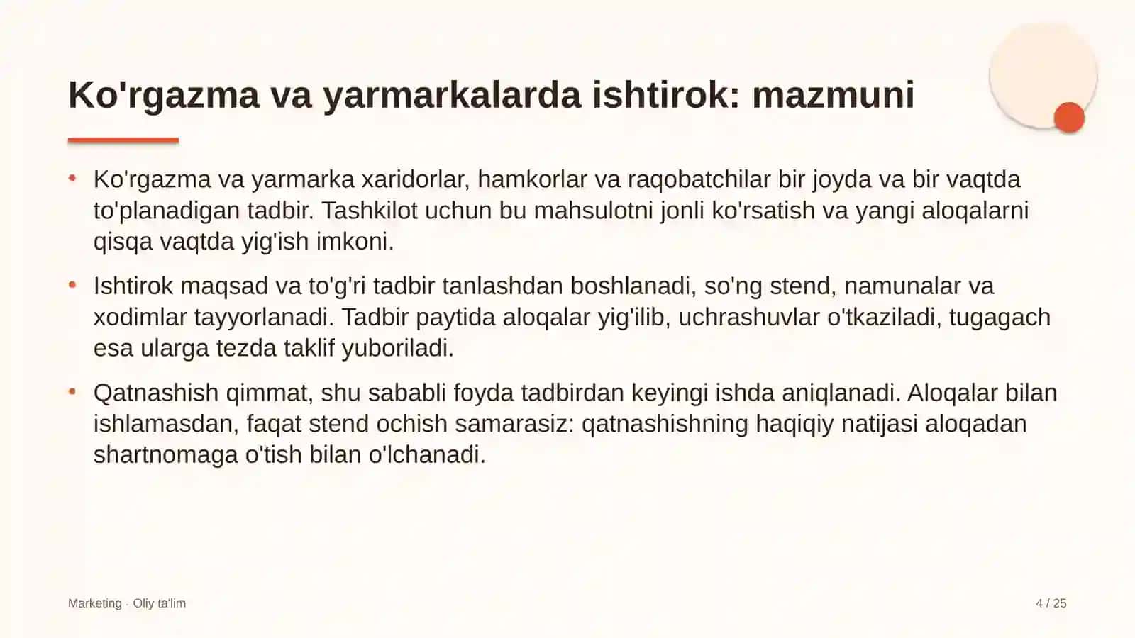 Ko'rgazma va yarmarkalarda ishtirok: mohiyati 4