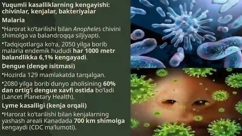 Kasalliklarni global tashvishi.Iqlim o’zgarishlarining tibbiy oqibatlari 4