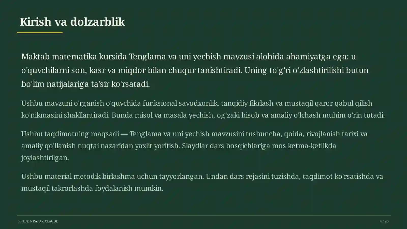 Tenglama va uni yechish (5-sinf) 4