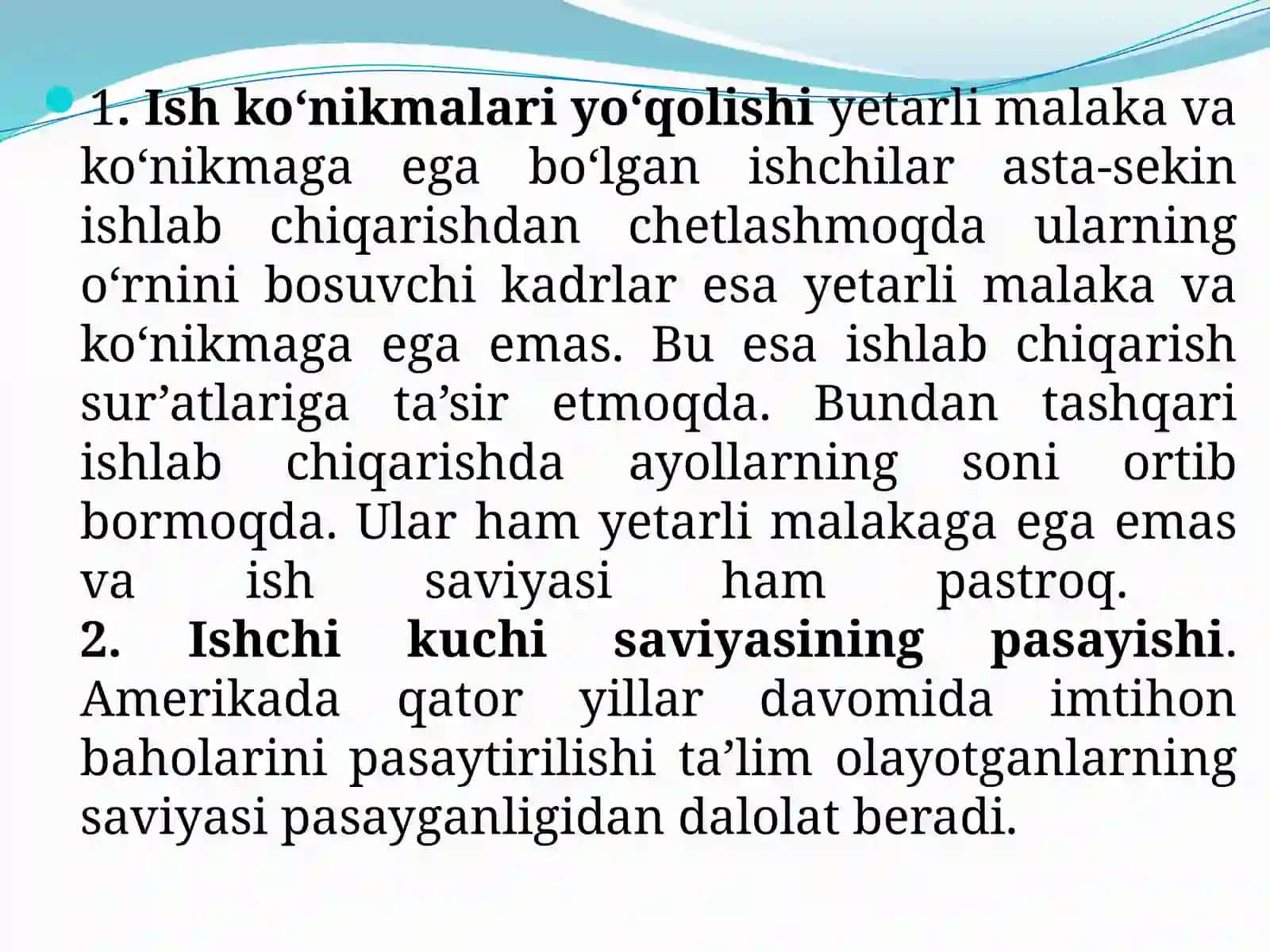 O’SISHNING SEKINLASHISH SABABLARI 4