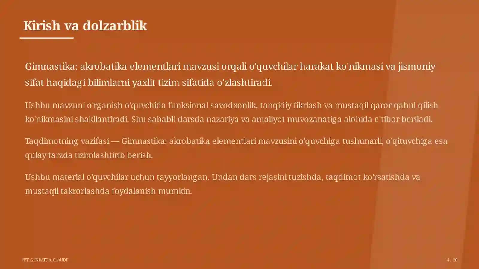 Gimnastika: akrobatika elementlari (3-sinf) 4