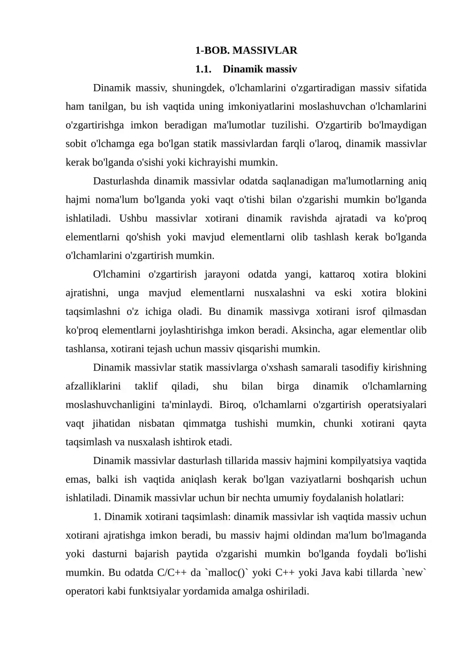 Dinamik massivlar 4