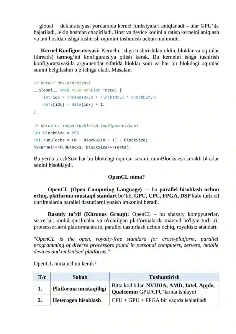 CUDA va OpenCL tillari 4