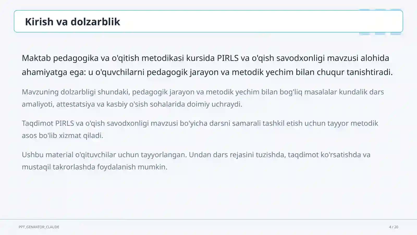 PIRLS va o'qish savodxonligi 4