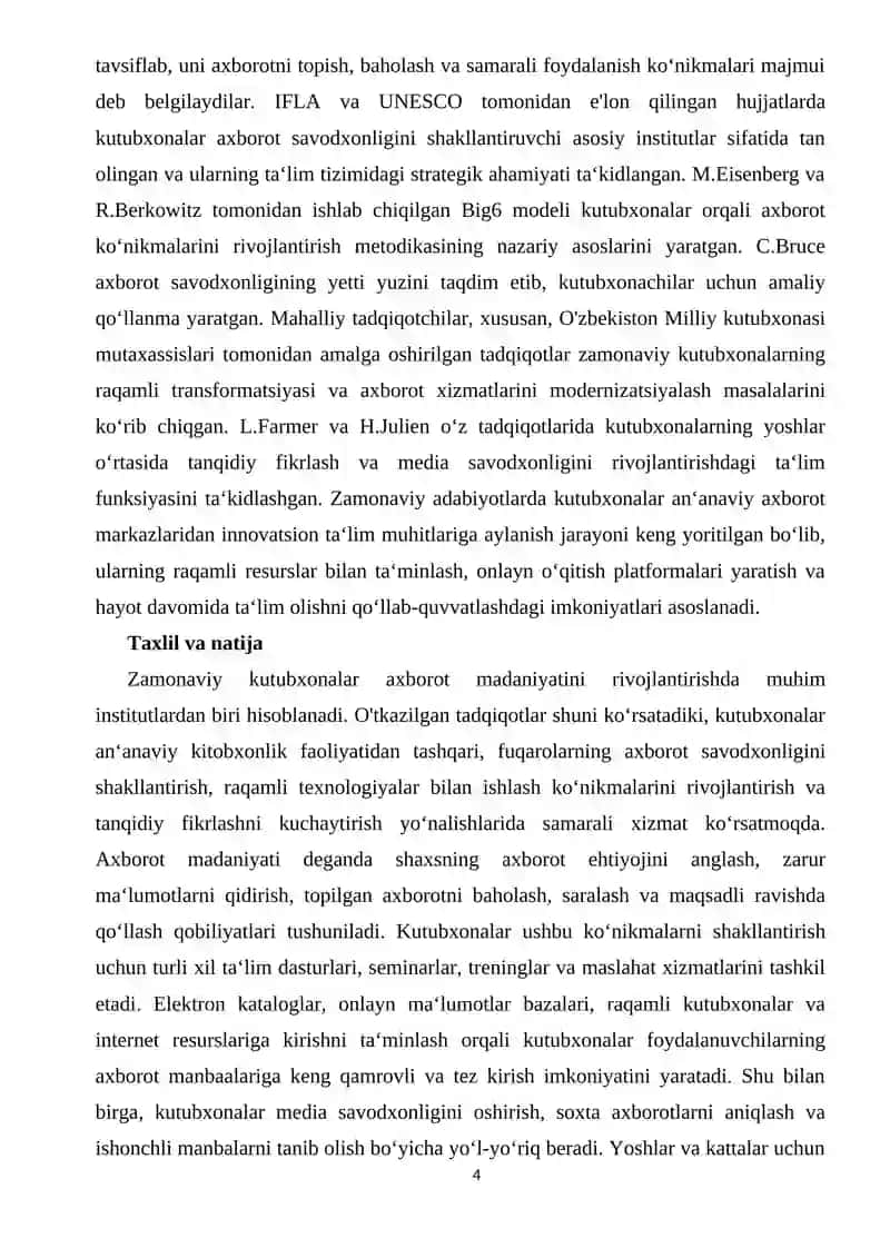 Axborot madaniyatini rivojlantirishda kutubxonalarning roli 4