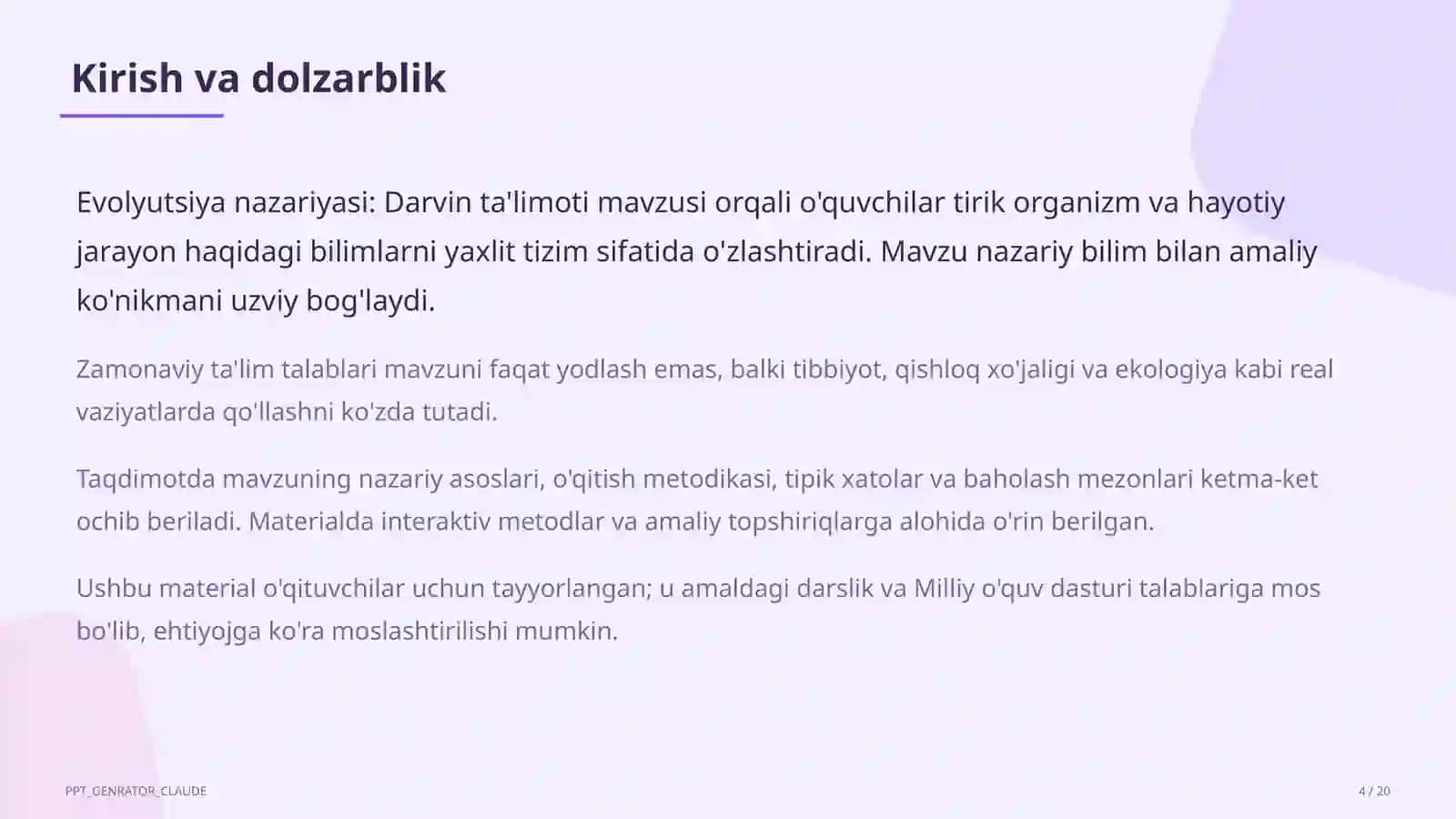 Evolyutsiya nazariyasi: Darvin ta'limoti (10-sinf) 4