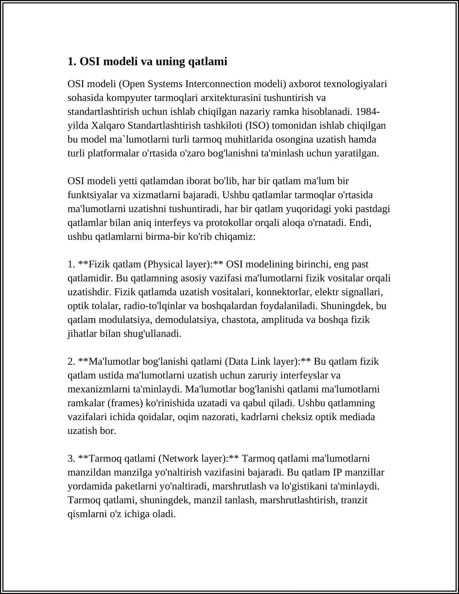 KOMPYUTER TARMOQLARINING ASOSIY PROTOKOLLARI 4