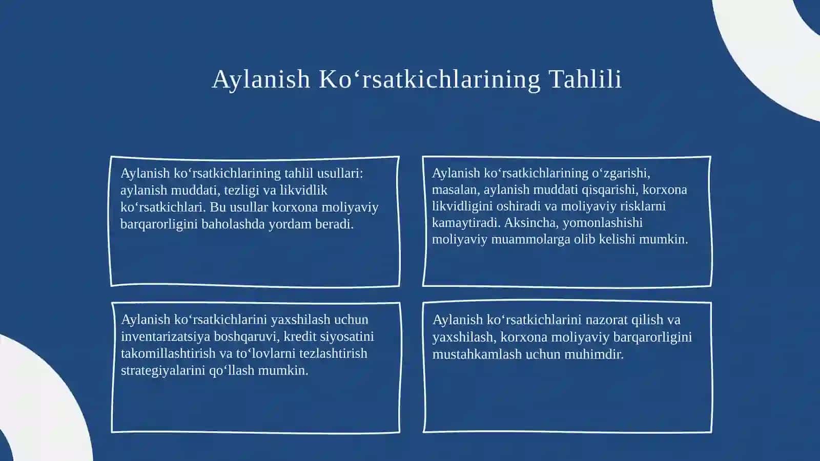 Moliyaviy barqarorlikni ta'minlashda korxona majburiyatlarini aylanish ko‘rsatkichlarini tahlili 4