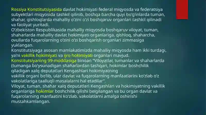 MAHALLIY DAVLAT HOKIMYATINING KONSTITUTSIYAVIY ASOSLARI 4