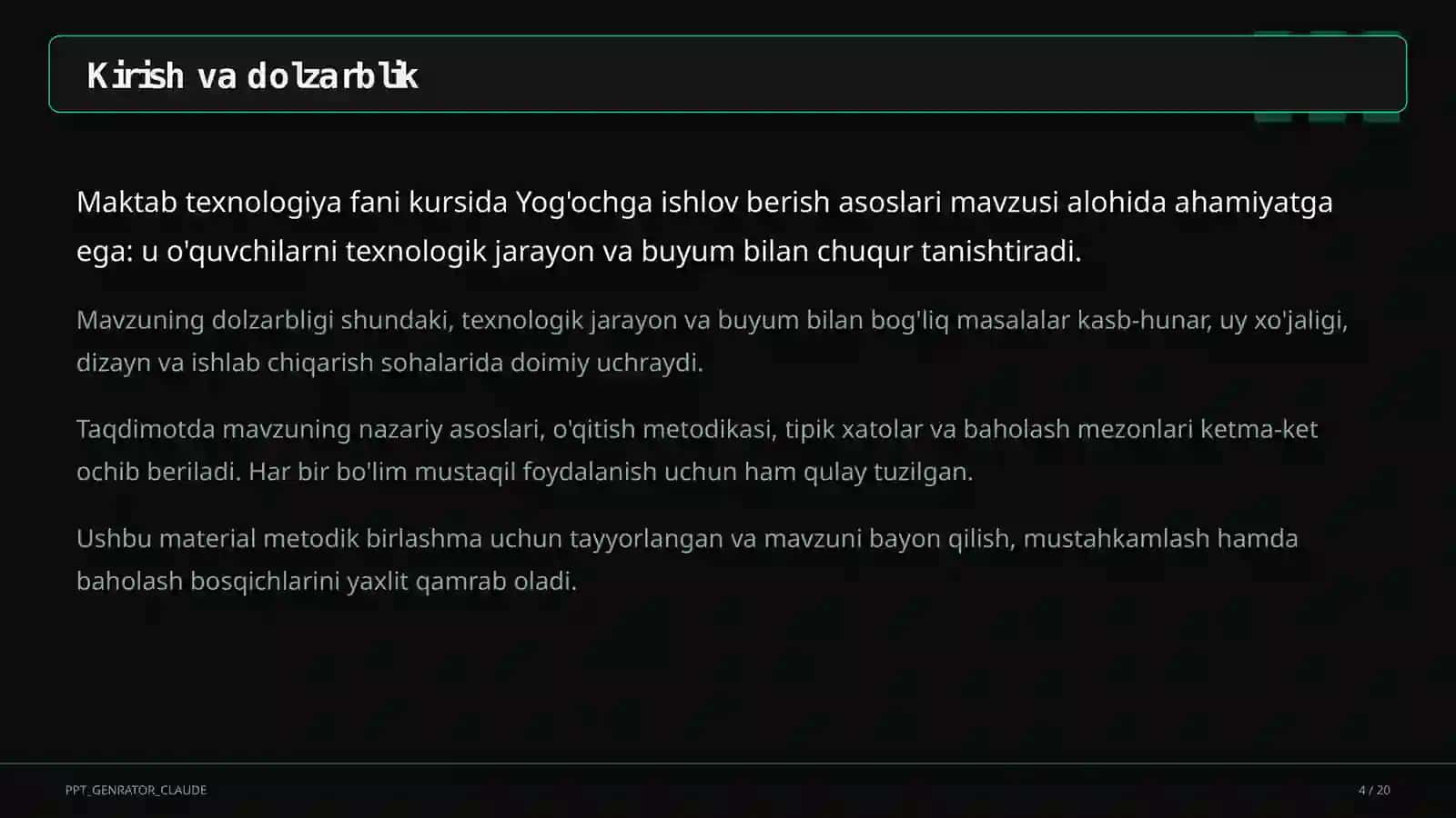 Yog'ochga ishlov berish asoslari (5-sinf) 4