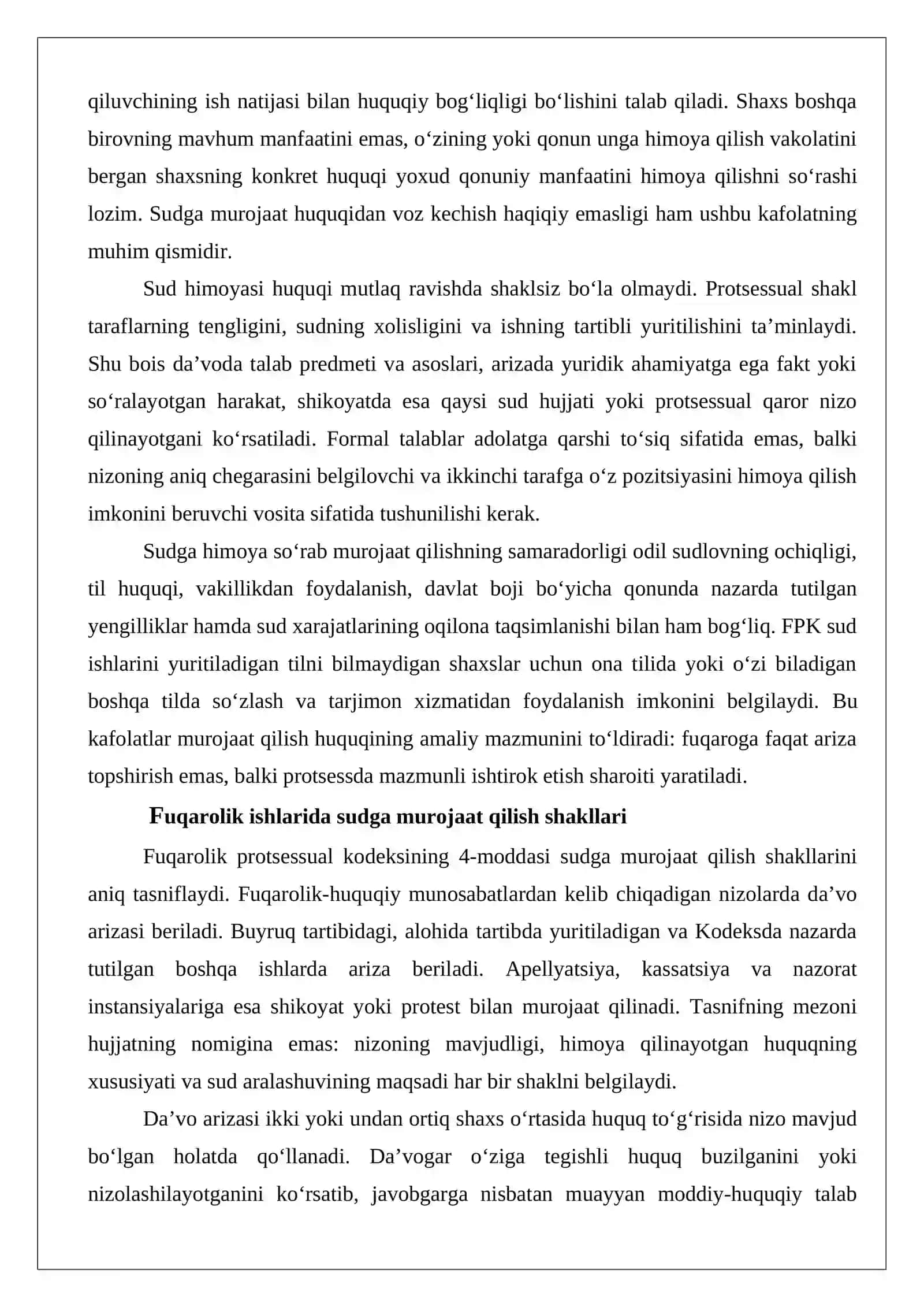 Sud orqali himoyalanish huquqi va sudga murojaat qilish shakllari 4