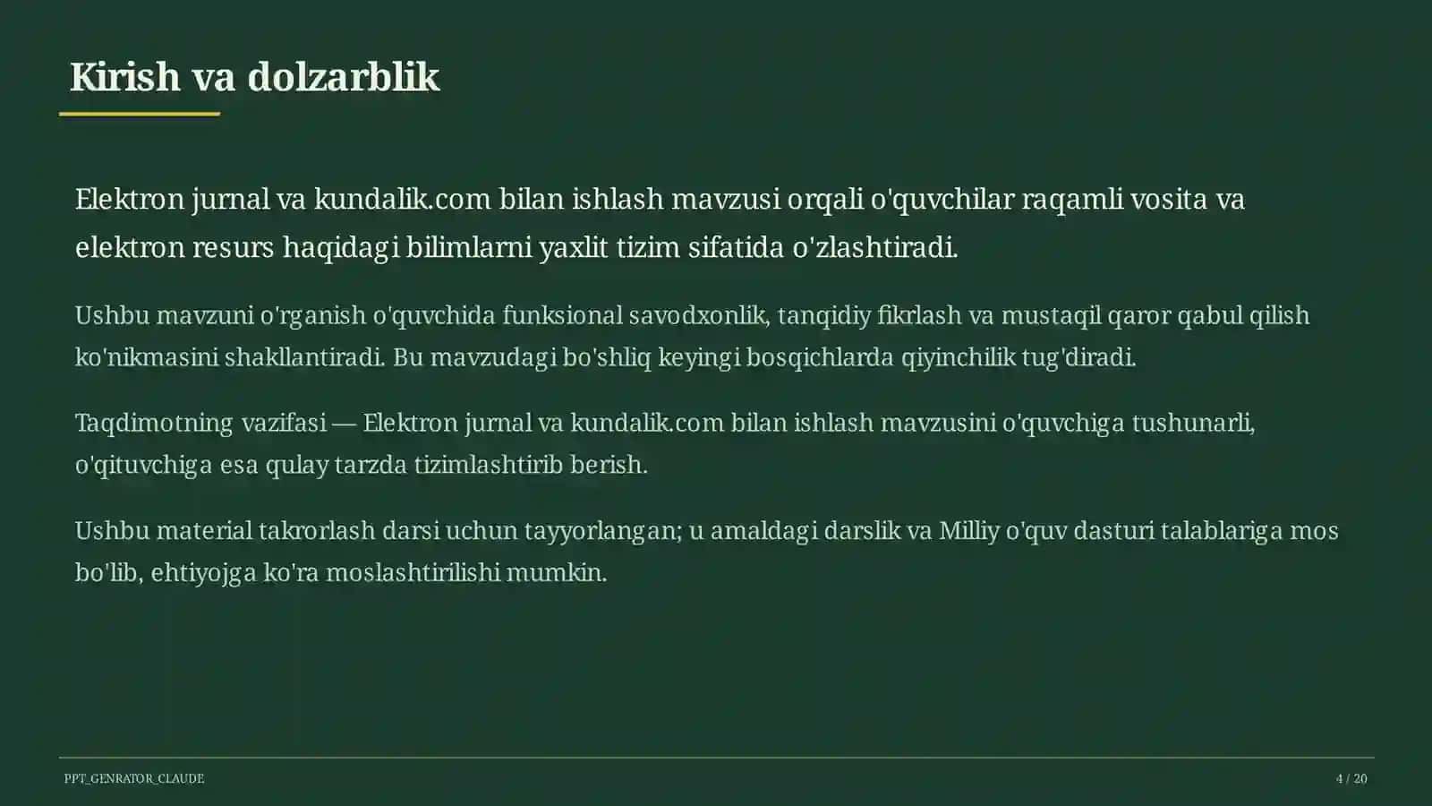 Raqamli ta'lim texnologiyalari - takrorlash darsi 4