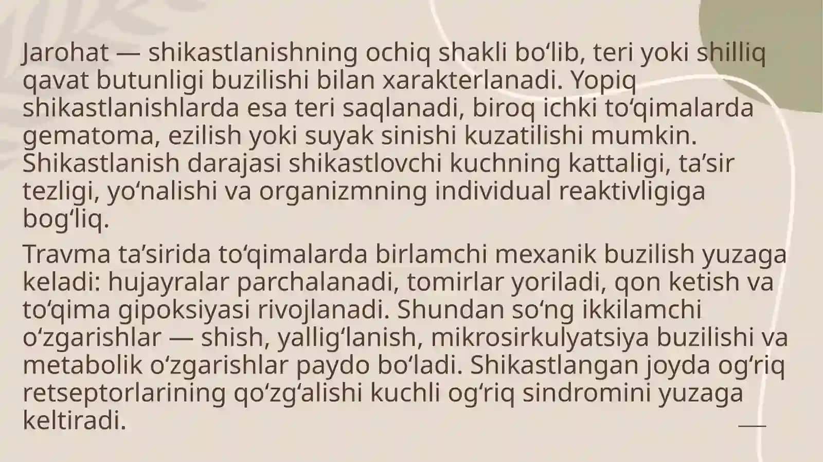 Shikastlanish asoslari: tushuncha va klassifikatsiyasi 4