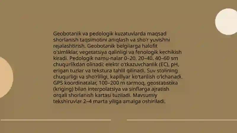 Yerning shorlanish kartasini tuzish va shu asosida shoʻr yuvishni tashkil qilish 4