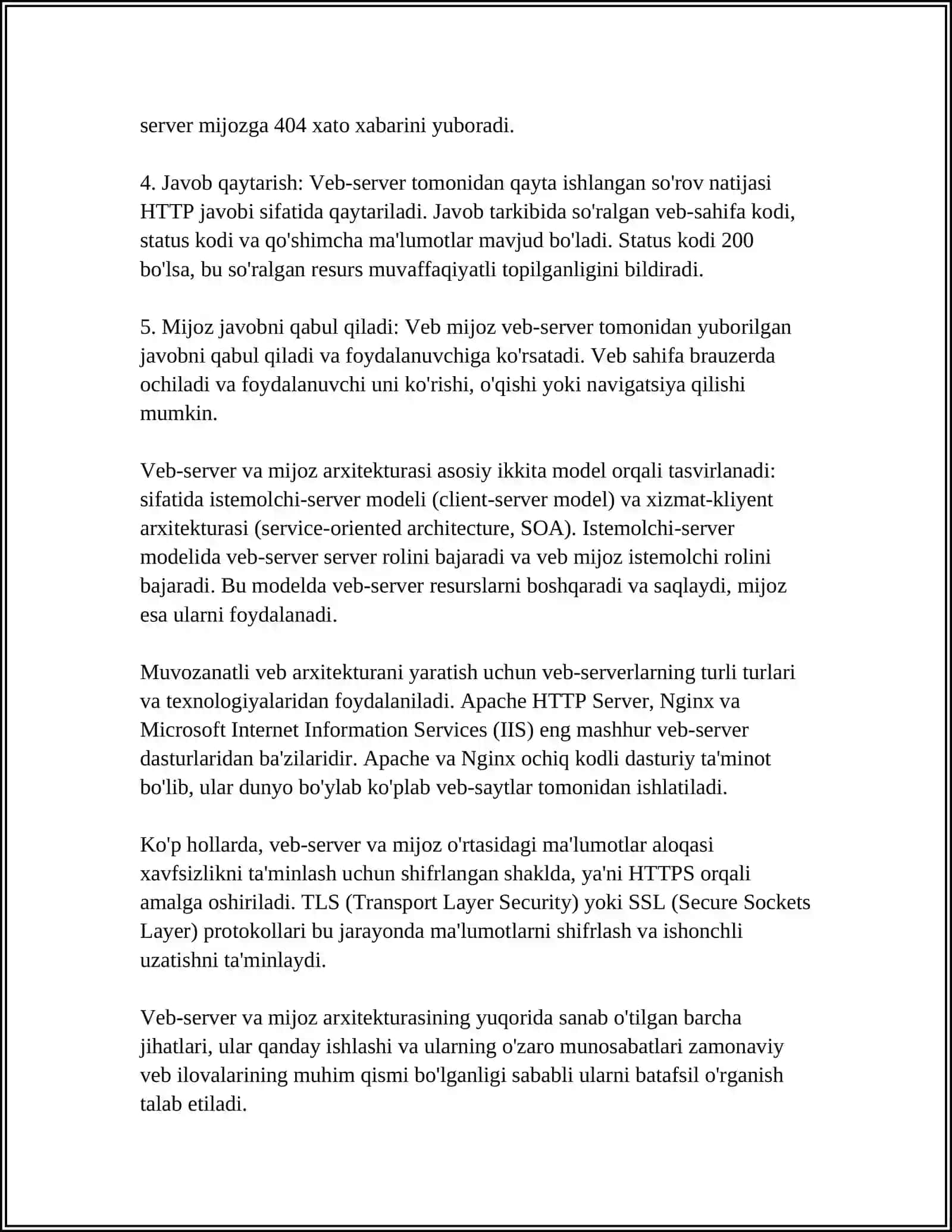 WEB SERVER VA CLIENT ISHLASH TAMOYILI 4