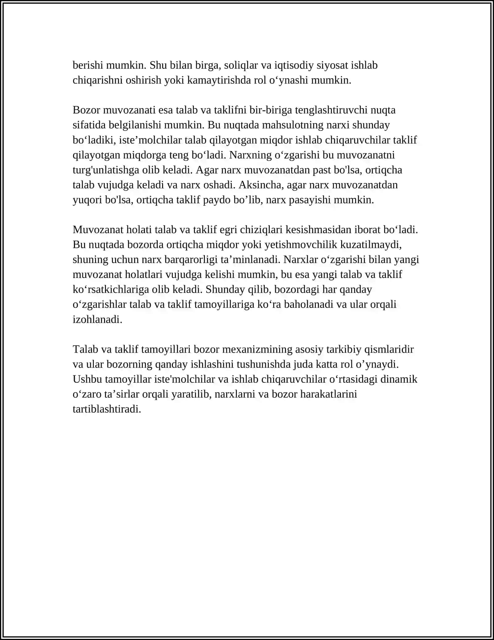 BOZORDA TALAB VA TAKLIFNING SHAKLLANISHI 4