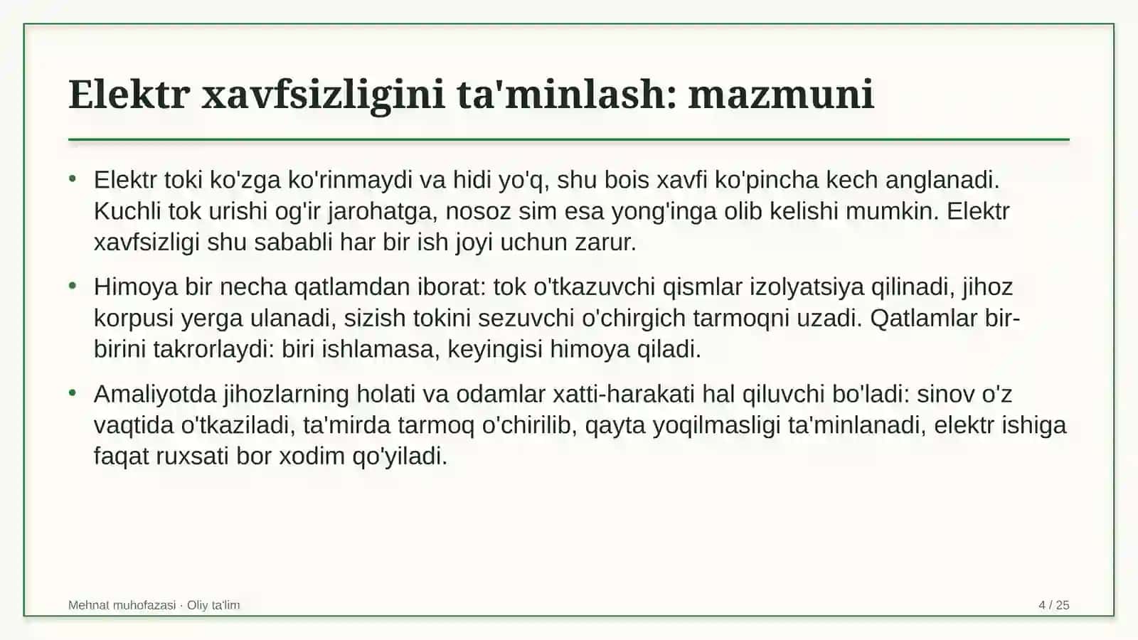 o'rmon xo'jaliklarida elektr xavfsizligini ta'minlash 5970 4
