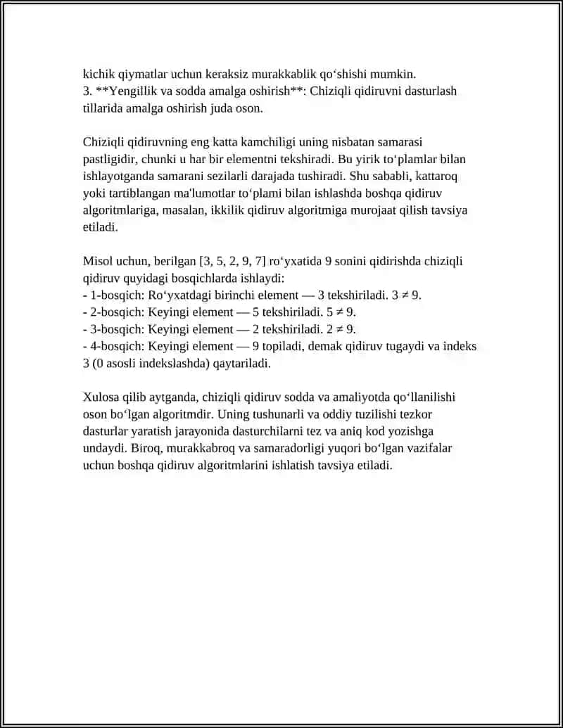 LINEAR SEARCH ALGORITINI MURAKKABLIGINI BOHOLASH 4