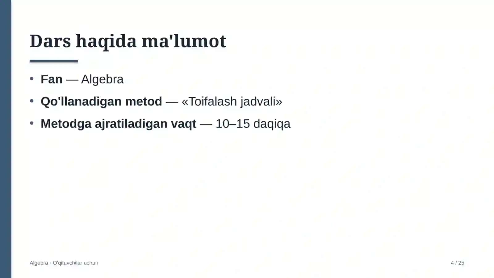 algebra darslarida toifalash jadvali metodidan foydalanish 6142 4