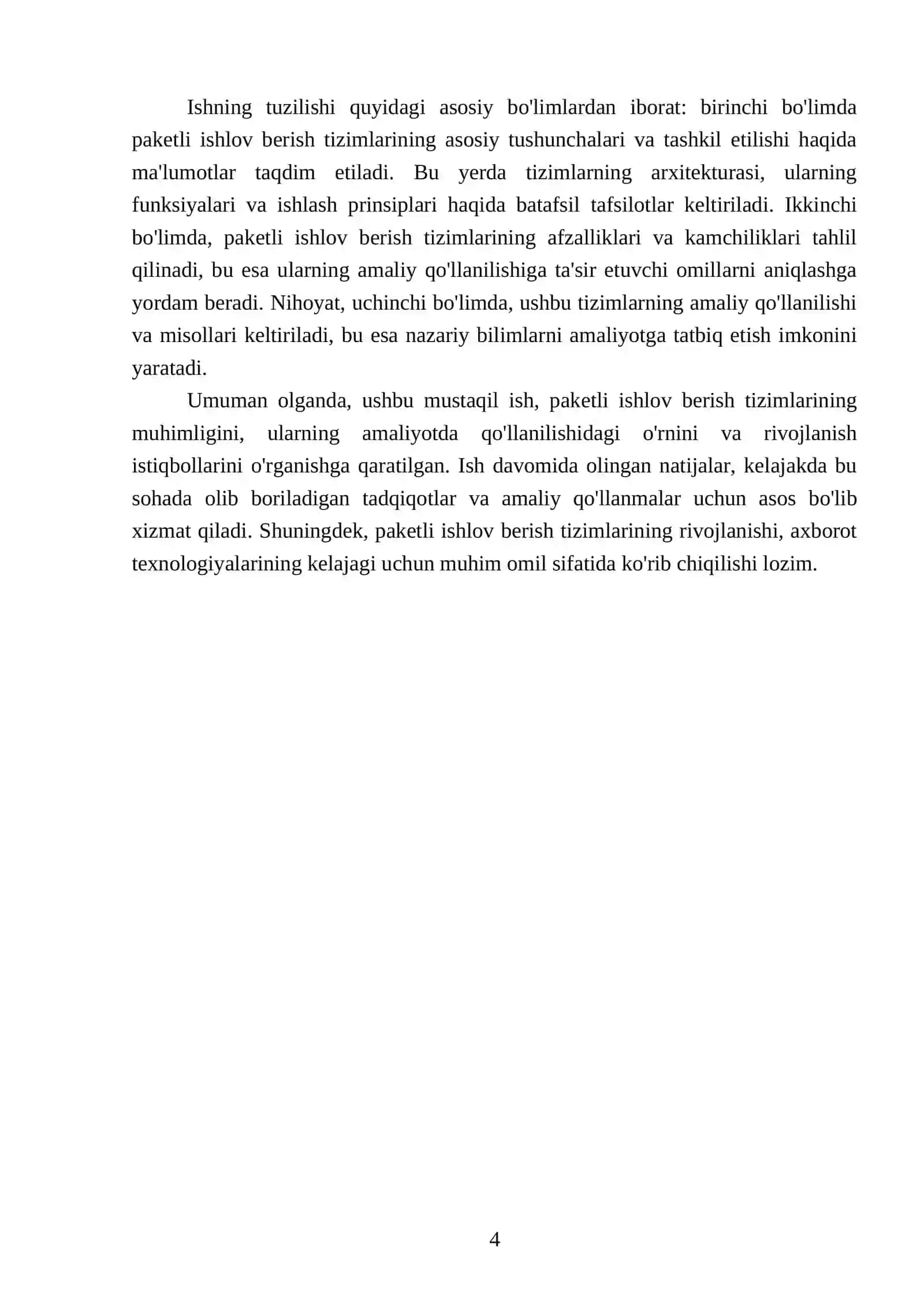 Paketli ishlov berish berish tizimlari va ularning xususiyatlari 4