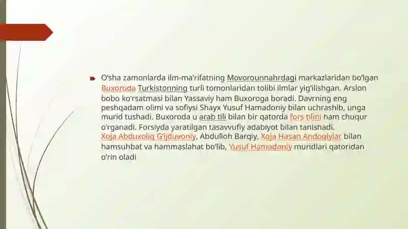 Xo’ja Ahmad Yassaviy ijodiy merosi. Ibn Sinoning falsafiy qarashlari 4