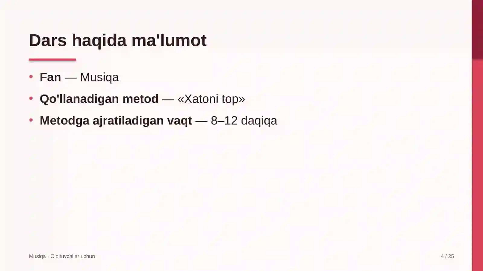 musiqa darslarida xatoni top metodidan foydalanish 4363 4