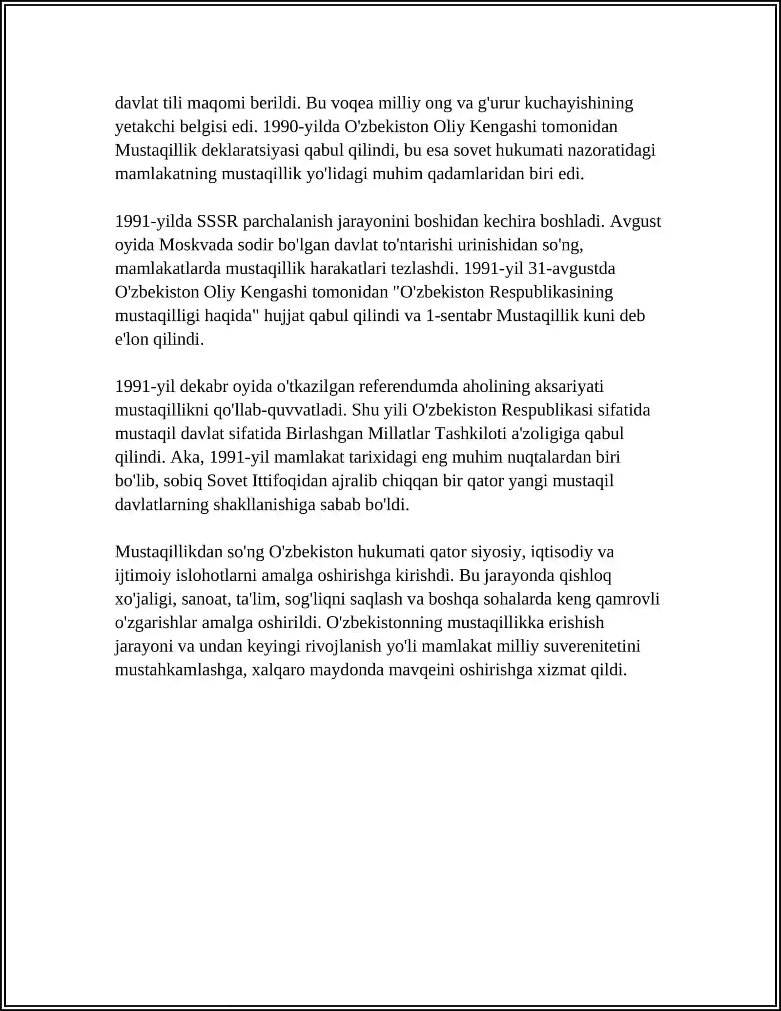 MUSTAQILLIKA ERISHISH ARAFASIDA ÒZBEKISTONDAGI IJTIMOIY SIYOSIY JARAYONLAR 4