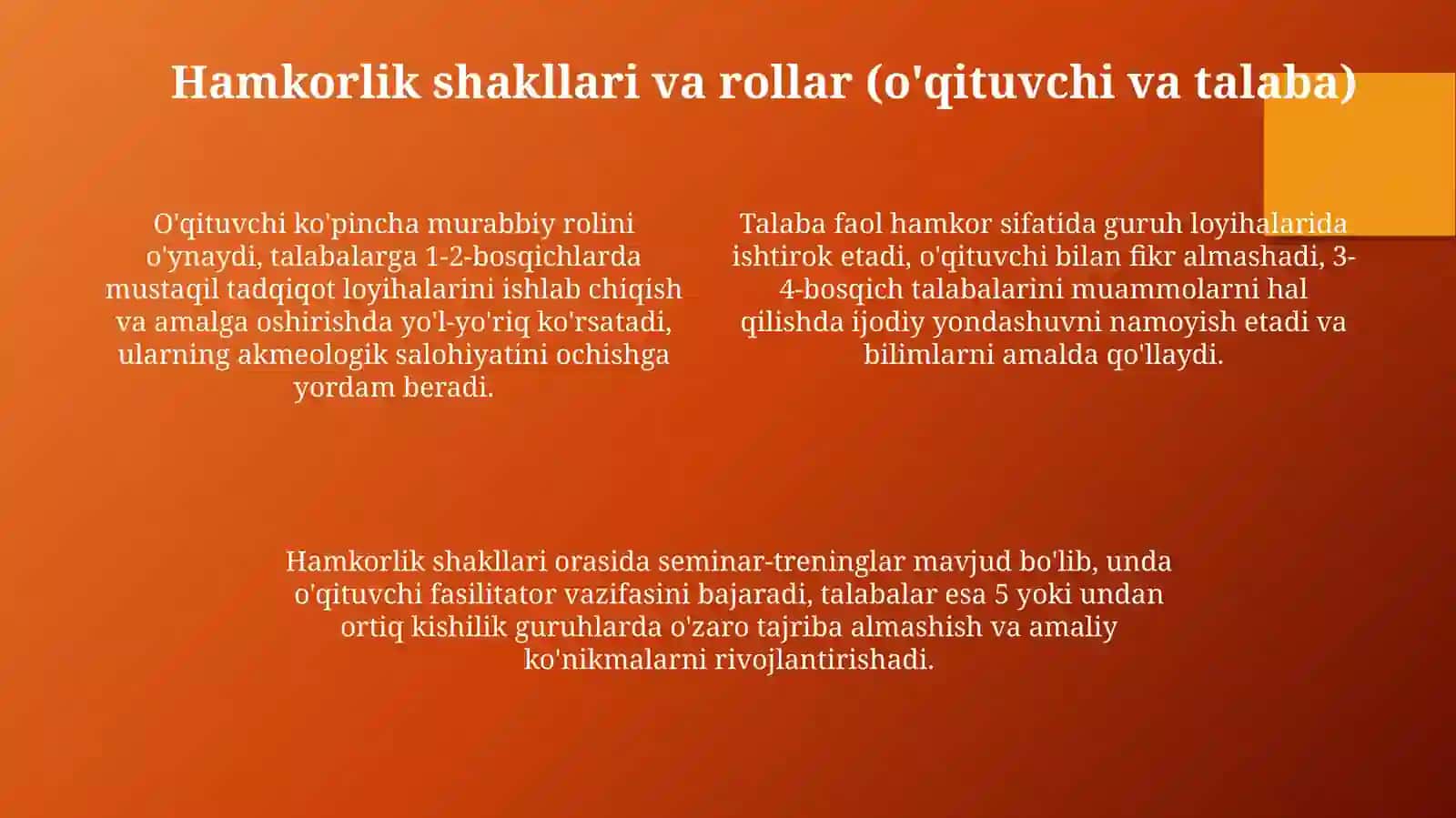 Akmeologiyada o‘qituvchi va o‘quvchi orasidagi hamkorlik 4