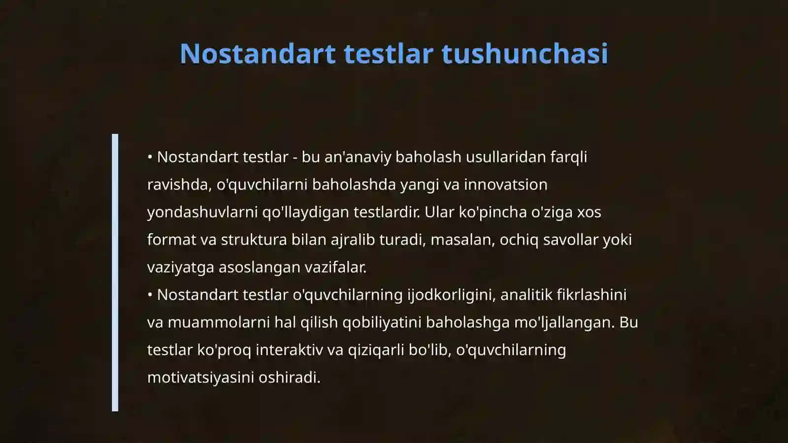 Huquq sohasiga oid terminlar bo'yicha nostandart testlar tuzish 4