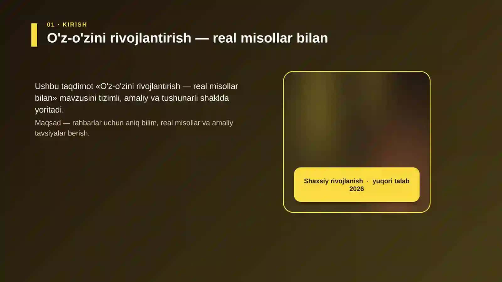 O'z-o'zini rivojlantirish — real misollar bilan 4