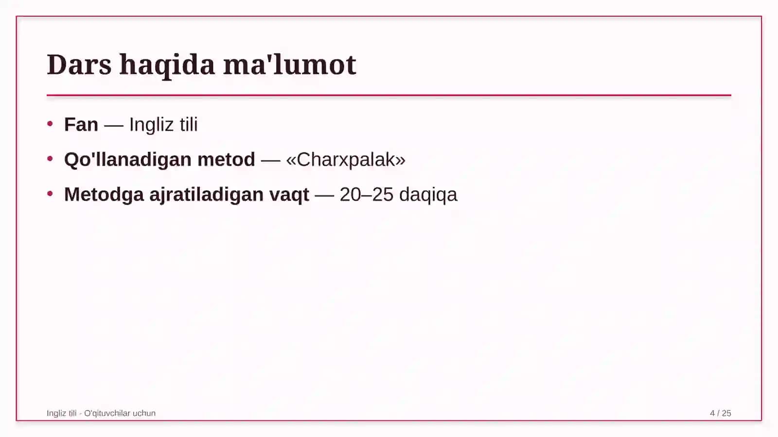 ingliz tili darslarida charxpalak metodidan foydalanish 5960 4