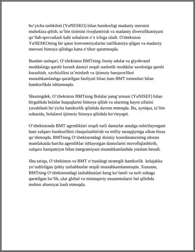 ÕZBEKISTONNING XALQARO TASHKILOTLAR BILAN HAMKORLIK ALOQALARI 4