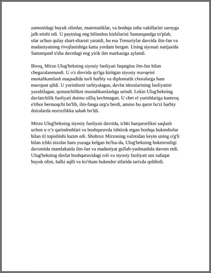 Mirzo Ulugʻbek Davlat Arbobining Davlat Boshqaruvi va Siyosiy Faoliyati 4